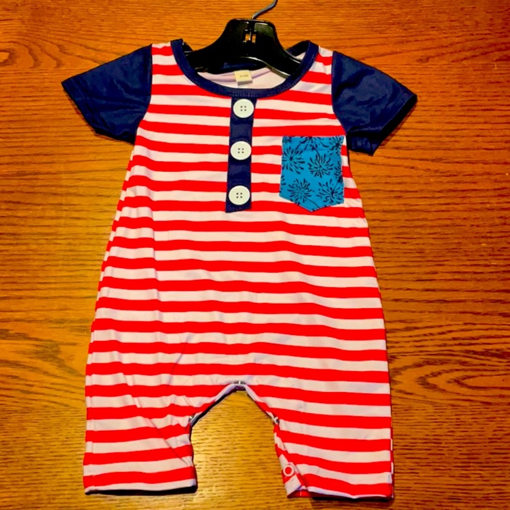 Honeydew brand - Red and white striped romper - New